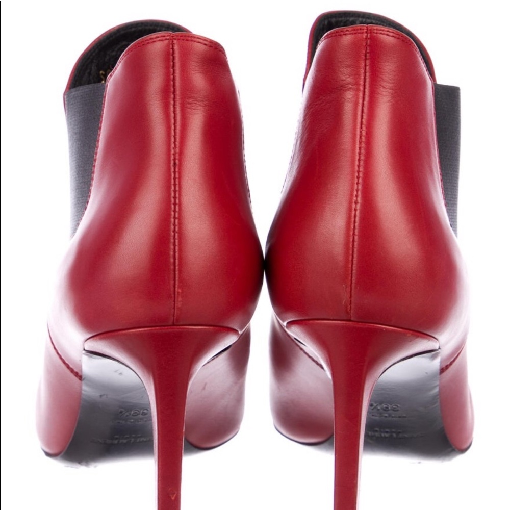 YSL Saint Laurent Red Leather Stretch Booties EU 39.5 / 9.5 US Women shoe - Picture 4 of 10